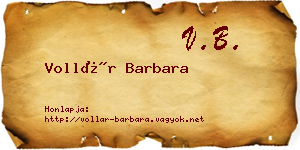 Vollár Barbara névjegykártya